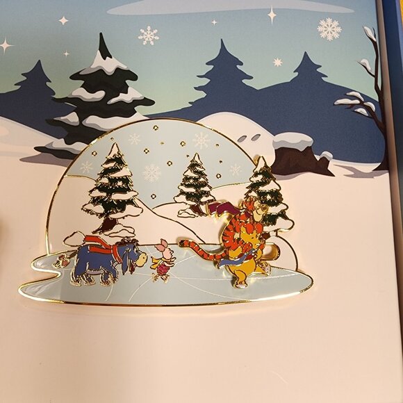 Loungefly Disney Winnie The Pooh Ice Skating LE 3" Enamel Pin Sliding NEW - Picture 12 of 12